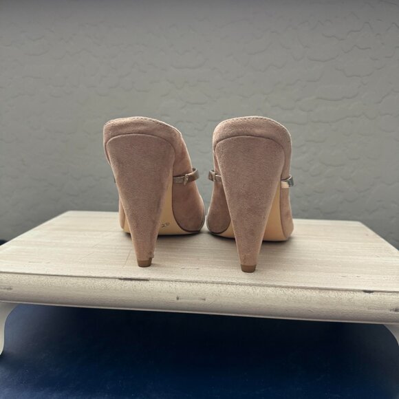 Chinese Laundry Heels Womens 7 Blush Shayla Pointy Toe Mules Metallic Straps - Picture 3 of 4